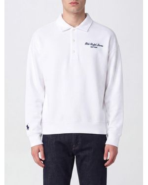 Polo Ralph Lauren Long-Sleeved Cotton-Blend Polo Shirt With Contrast Logo - White