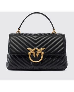Pinko Medium Love Bag Puff Gesteppte Chevron Nappa - Schwarz