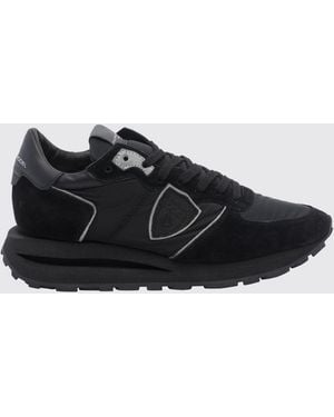 Philippe Model Tropez Haute Suede Low-Top Sneakers With Serrated Sole - Black