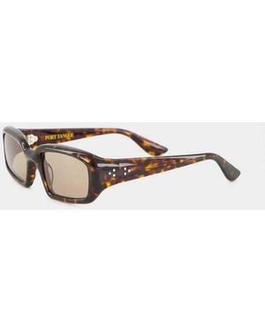 Port Tanger Mektoub Rectangular Tortoiseshell Pattern Acetate Sunglasses - Black