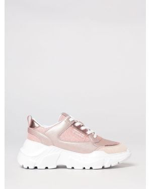 Versace Jeans Couture Leather And Lurex Mesh Trainers - Pink