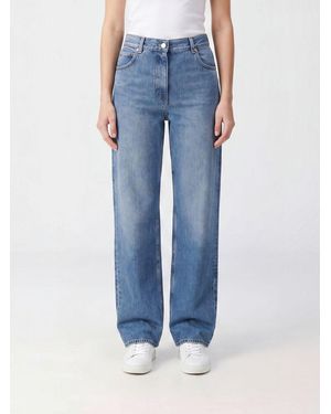 Calvin Klein Vaqueros Rectos De Talle Alto En Denim De Algodón - Azul