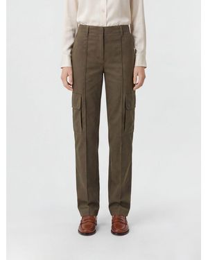 Burberry High-Waisted Slim Fit Cotton-Blend Cargo Pants - Natural