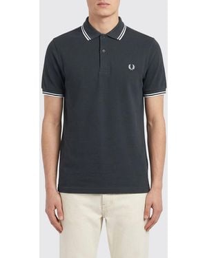 Fred Perry Cotton Polo Shirt With Logo - Blue
