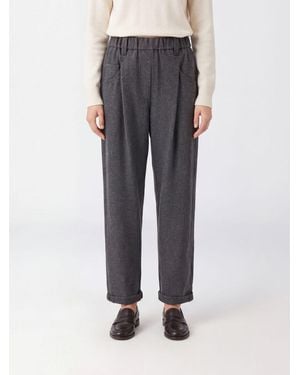 Brunello Cucinelli High-Waisted Straight Pants - Gray