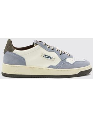 Autry Medalist Low Two-Tone Calfskin And Suede Sneakers - White