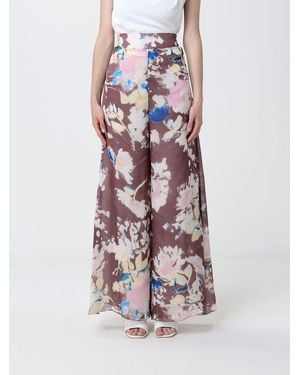Hanita Pantalon Palazzo En Satin Recyclé Imprimé - Blanc