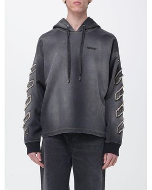 Off-White c/o Virgil Abloh Oversized Cotton Hoodie With Contrasting Logo - Grey