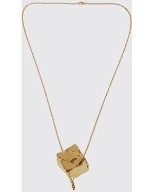 Rabanne Brass Necklace With Pendant - White