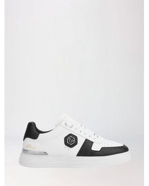 Philipp Plein Low-Top Smooth Leather Trainers With Hexagon Logo - White