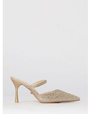 Twentyfourhaitch Mango Glitter And Rhinestone Mules - Natural