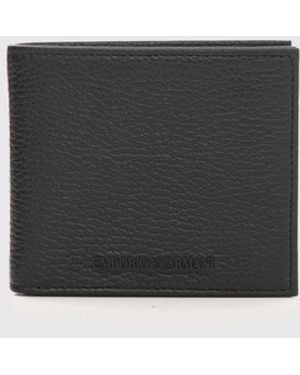 Emporio Armani Pebbled Leather Horizontal Bifold Wallet With Applied Logo - White