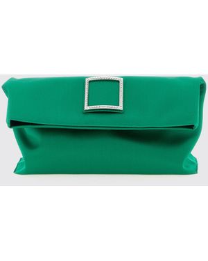 Roger Vivier Trompette Strass Soft Clutch - Green