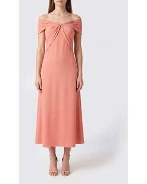 Hanita Langes A-Linien-Abendkleid Aus Viskosemischung Mit Schulterfreiem Design - Pink