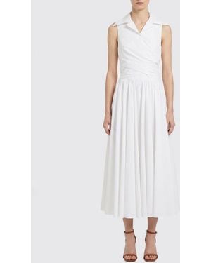 Patou Off-The-Shoulder Cotton Midi Chemisier Dress With Rever Collar - White
