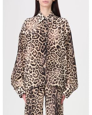 Ermanno Scervino Animal Print Silk Shirt - Brown