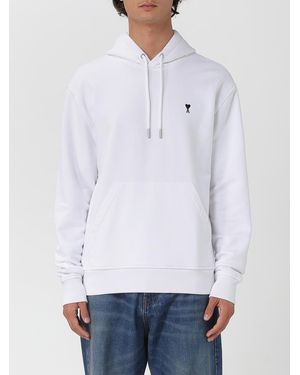 Ami Paris Cotton Hoodie With Logo - White
