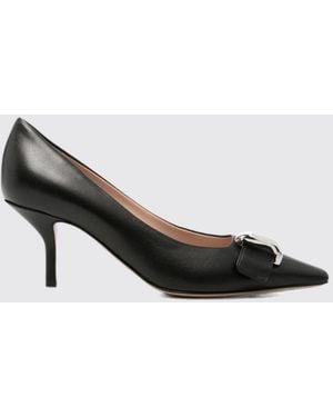 Emporio Armani Smooth Leather Mid-Heel Stiletto Pumps With Almond Toe - Black
