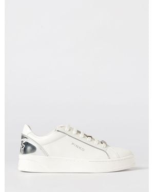 Pinko Iris Leather Trainers - Natural