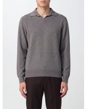 Brunello Cucinelli Long-Sleeved V-Neck Polo - Grey