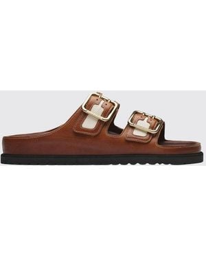 Birkenstock 1774 Arizona Bicolour Leather And Canvas Flat Sandals - Brown