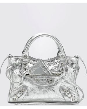 Balenciaga Mini Le City Studded Arena Lambskin Handbag - Gray