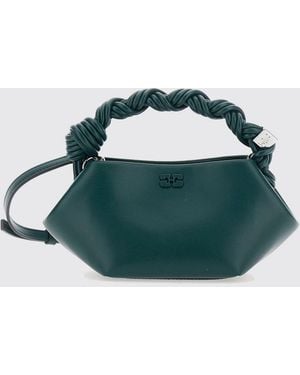 Ganni Mini Bou Vegan Leather Handbag With Braided Handle - Green