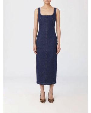 Sportmax Slim Fit Square-Neck Sheath Midi Dress - Blue