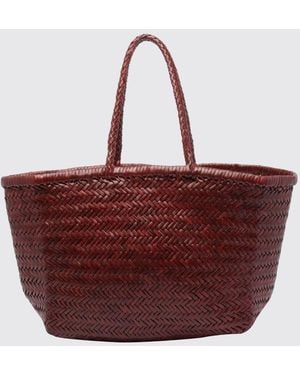 Dragon Diffusion Woven Leather Handbag With Double Handle - Red