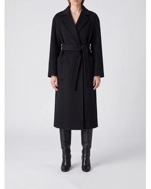 Max Mara Abrigo Largo Tipo Bata De Pura Lana Con Cinturón A Juego - Negro