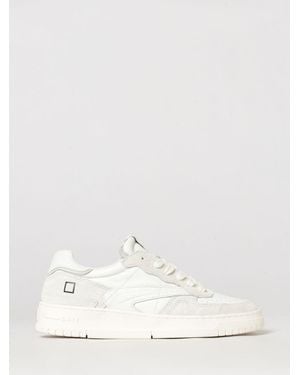 Date Torneo Low Top Leather And Suede Sneakers With Perforated Toe - Natural
