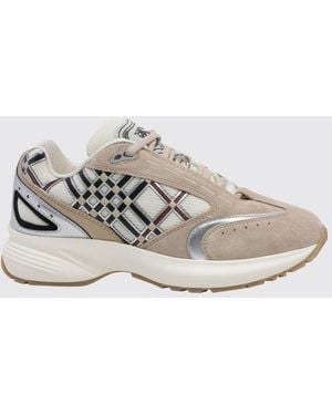 Burberry Eclipse Suede And Fabric Check Low-Top Sneakers - White