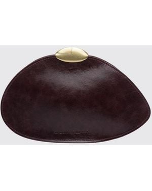 Benedetta Bruzziches Belle De Jour Calfskin Leather Clutch With Asymmetrical Shape - Brown