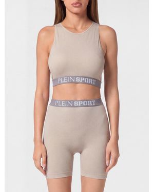 Philipp Plein Technical Stretch Fabric Crop Top - Grey