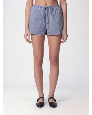 DUNST Knee-Length Gingham Check Cotton-Blend Shorts With Drawstring Waist - Blue