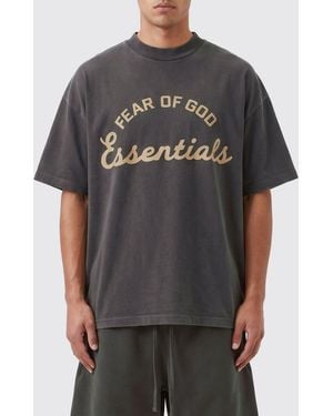 Fear Of God Relaxed Fit Cotton T-Shirt With Contrast Logo - Grey