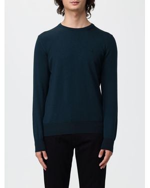 Brooksfield Crewneck Wool Jumper With Long Sleeves And Ribbed Trims - Blue