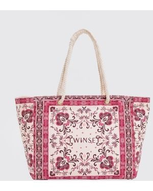 Twinset Printed Cotton Bag - Pink