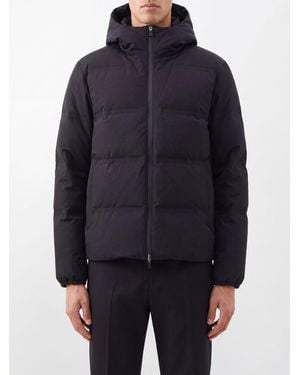 Herno Quilted Water-Repellent Stretch Nylon Hooded Down Jacket - Blue