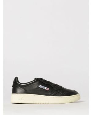 Autry Medalist Low Two-Tone Calfskin And Suede Trainers - Black