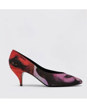 Versace Tina Pumps Aus Seide Und Leder Mit Grafikdruck Und Mittlerem Absatz - Rot