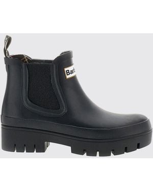 Barbour Rubber Chelsea Rain Boots With Contrast Logo - Black