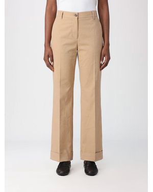 Alberto Biani High-Waisted Wide-Leg Cotton Trousers - Natural