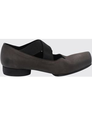 Uma Wang Mary Jane Leather Flats With Square Toe And Elasticized Laces - White