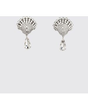 Alessandra Rich Brass Earrings With Rhinestones And Synthetic Pearls - Metallic
