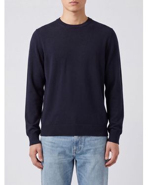 ZEGNA Crewneck Cashmere And Silk Sweater With Ribbed Trims - Blue