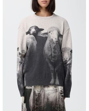 Moschino Relaxed Fit Graphic Print Sweater - Gray