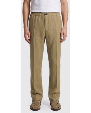 Ferragamo Striped Linen Blend Tailored Trousers - Natural