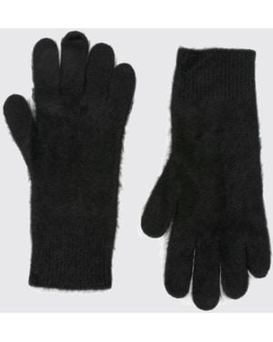 Soft Goat Classic Cashmere Gloves With Ribbed Cuffs - Black