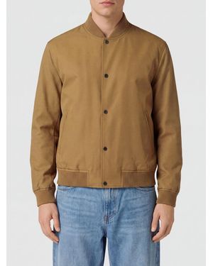 BOSS Technical Fabric Varsity Bomber Jacket With Button Closure - Blue